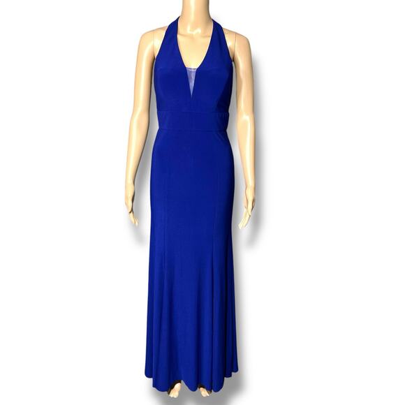 Morgan & Co Womens Formal Dress Halter Top Backless Maxi Prom Royal Blue Size 1 - Picture 1 of 16